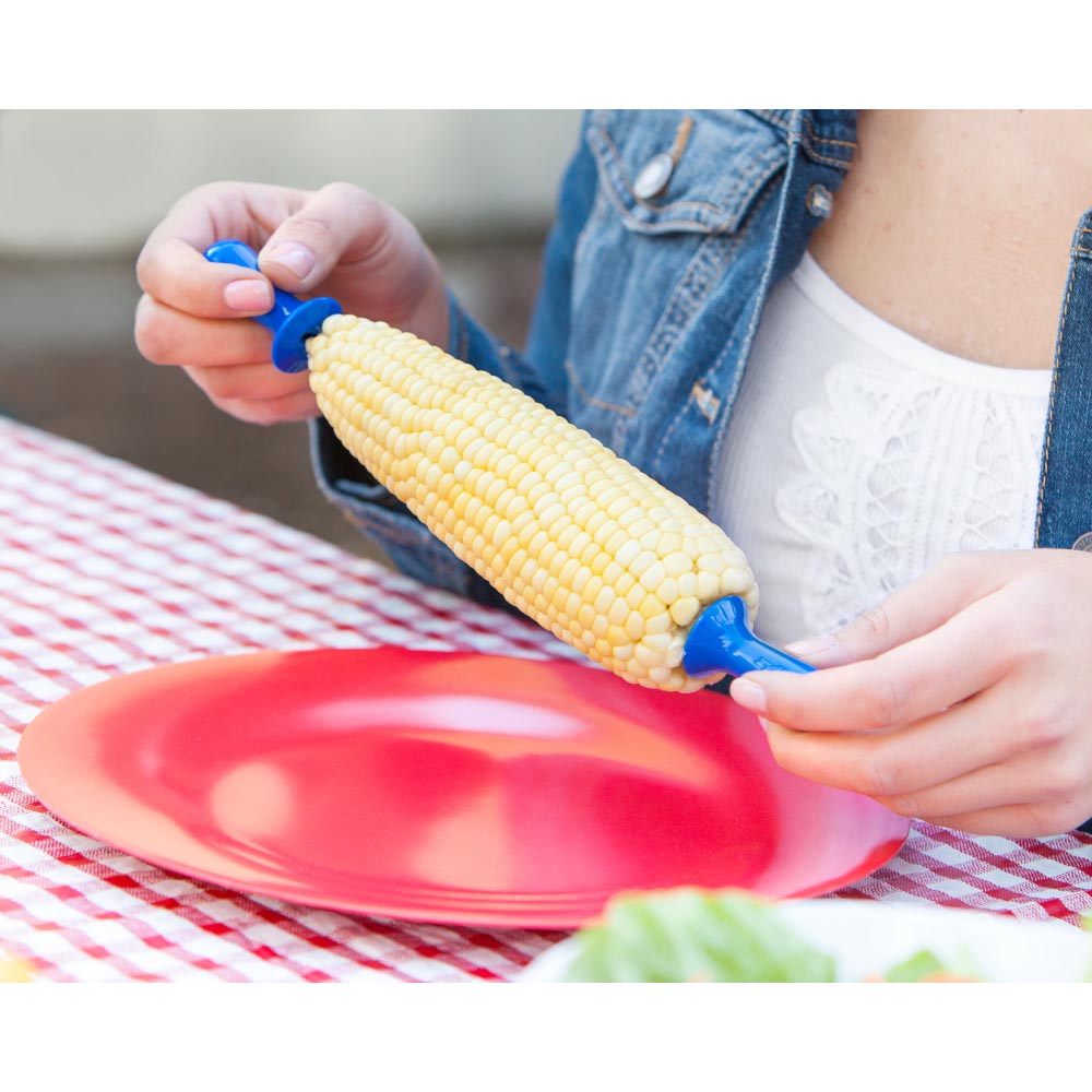 Zyliss 71388 Corn Holder, 3.98 in L, Blue/Red/Yellow - 3
