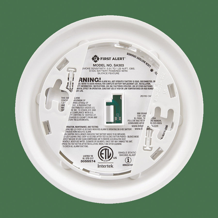 First Alert 1039796 Smoke Alarm, 9 V, Ionization Sensor, 85 dB, Alarm: Audible - 5