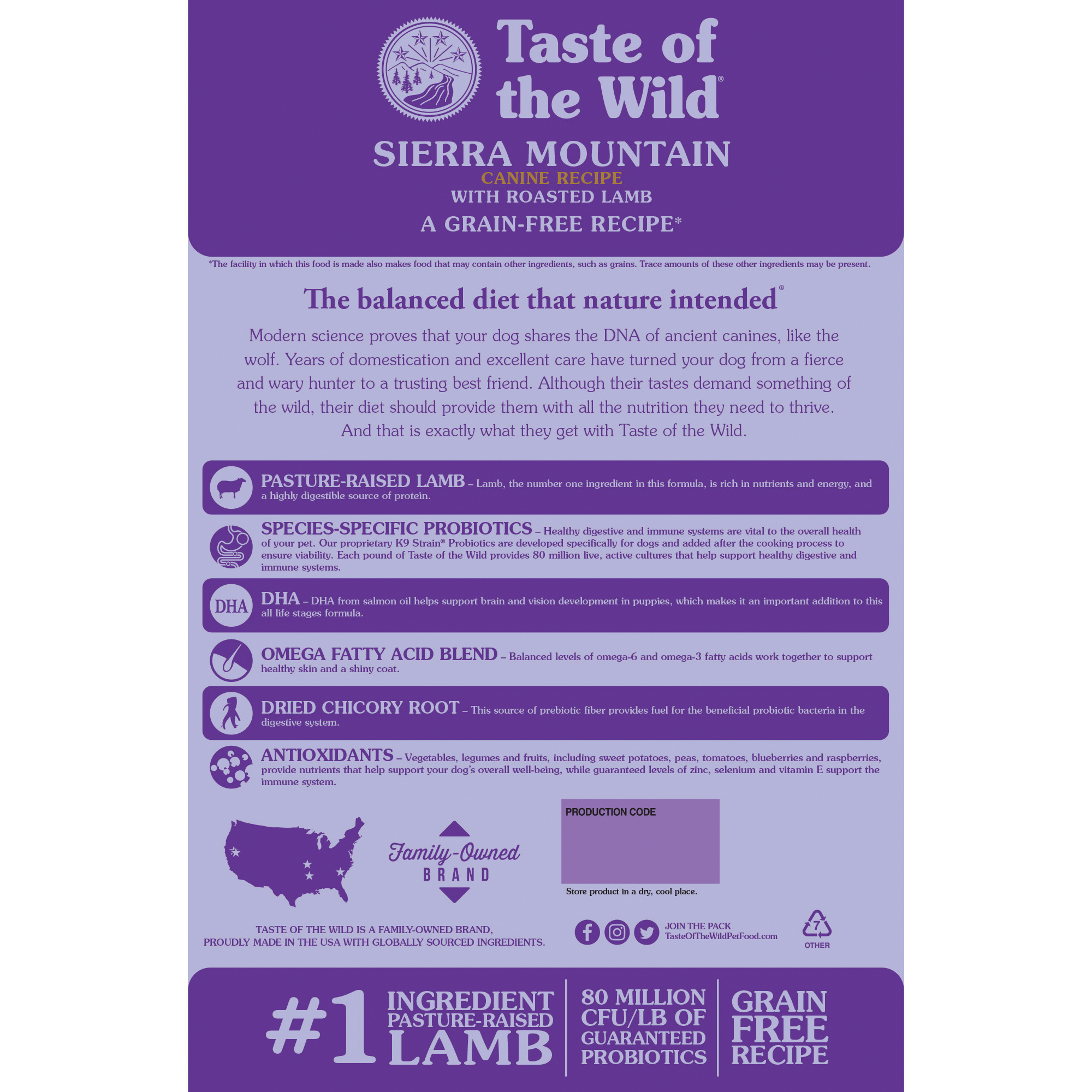 Taste of the Wild TOW2002 Dog Food, Dry, Roasted Lamb Flavor, 5 lb - 2