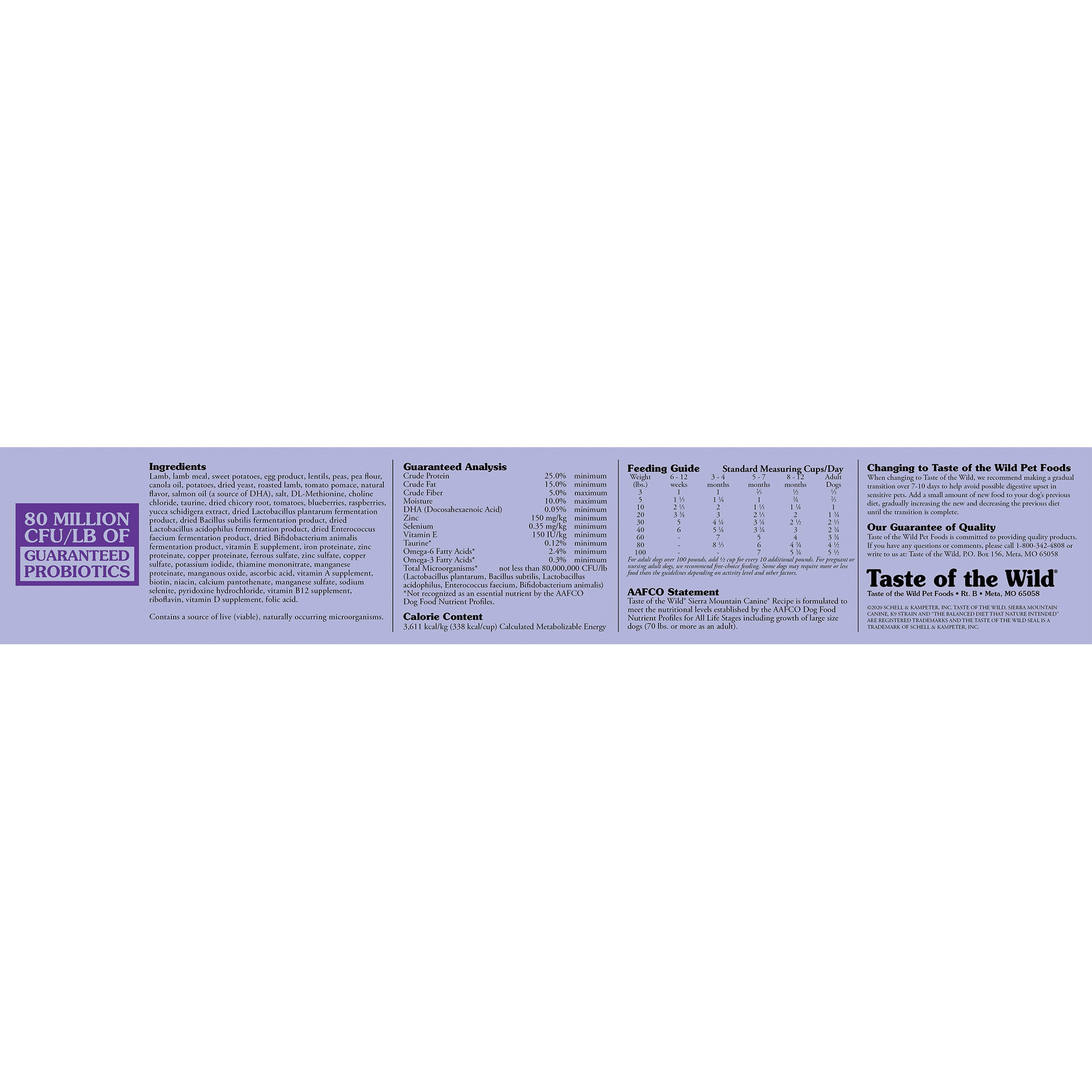 Taste of the Wild TOW2002 Dog Food, Dry, Roasted Lamb Flavor, 5 lb - 3