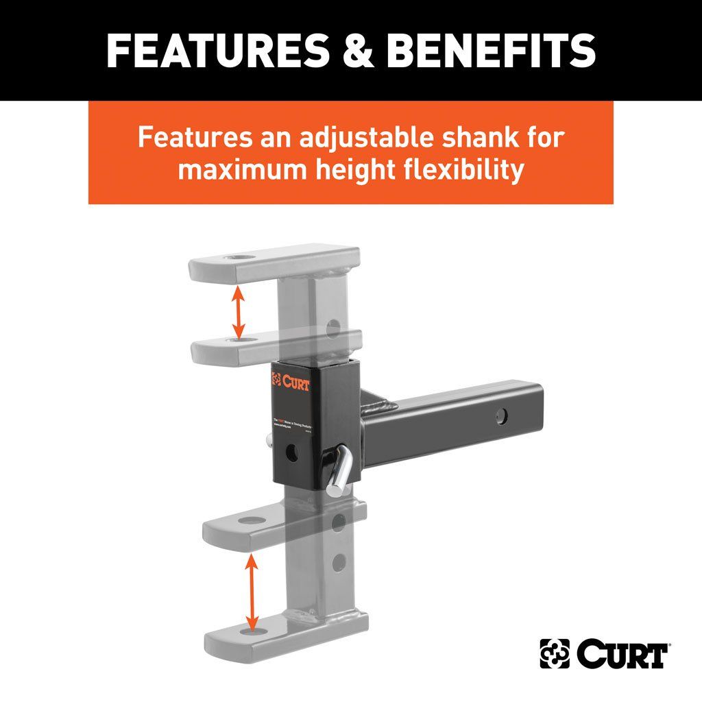Curt 45812 Ball Mount, 12-1/2 in L, 7-1/2 in Drop, 6-1/4 in Rise, Class 3 Hitch, Carbon Steel, Powder-Coated - 2
