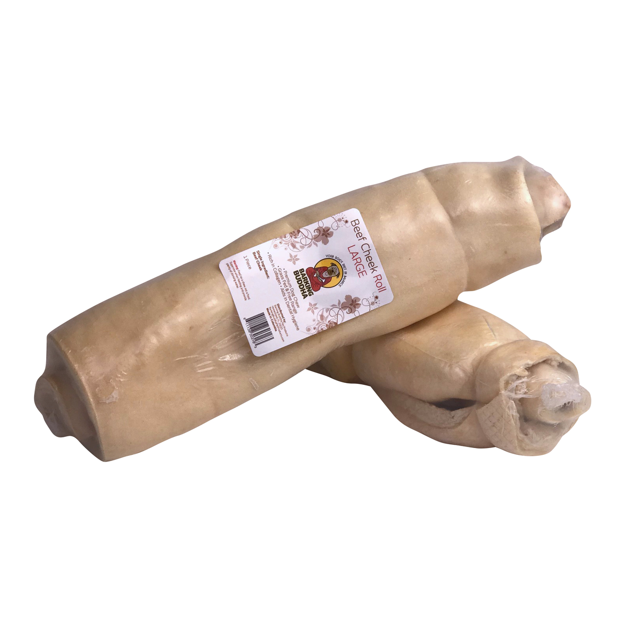 Barking Buddha Beef Cheek 11130316 Roll Dog Treat, L, Beef Pack - 3