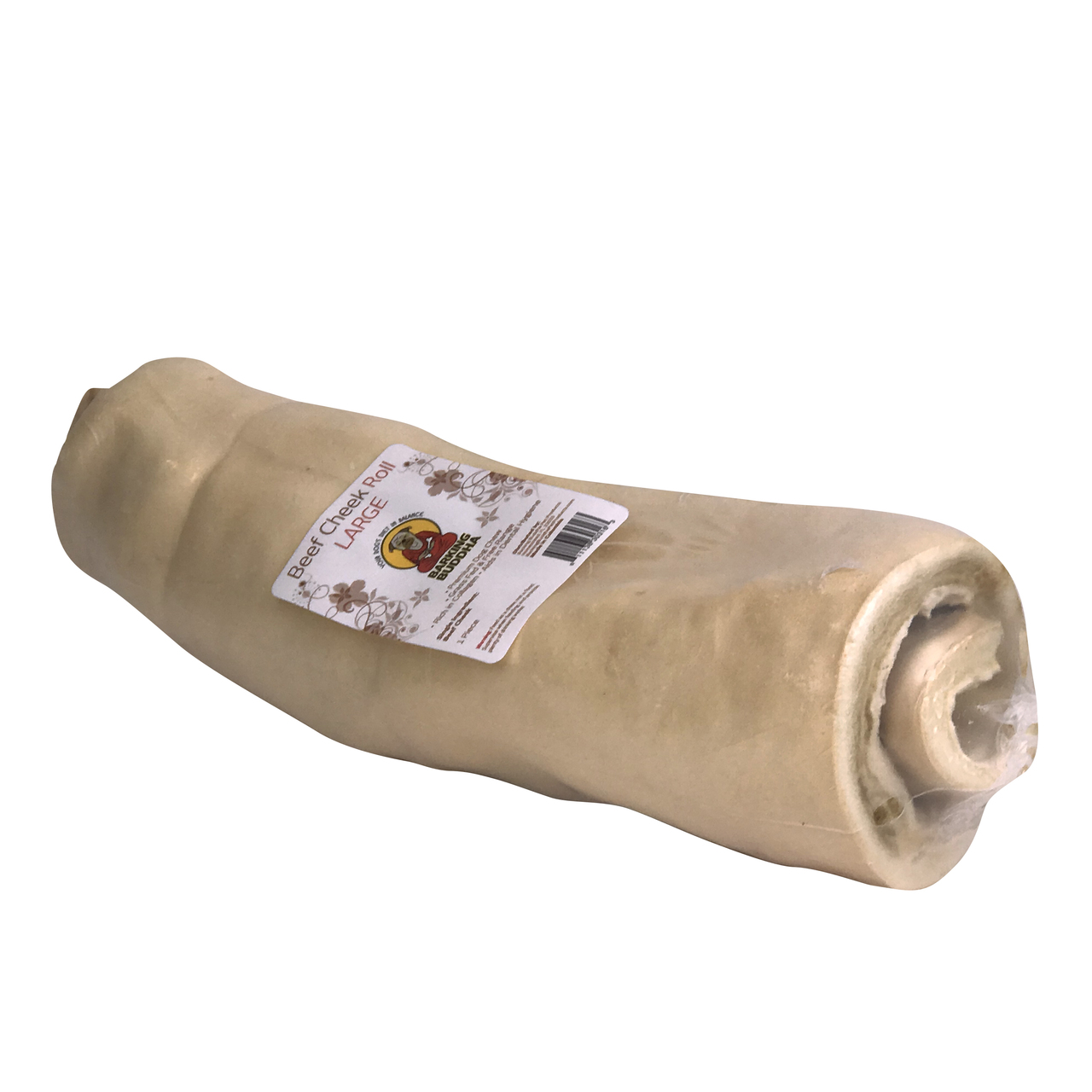 Barking Buddha Beef Cheek 11130316 Roll Dog Treat, L, Beef Pack - 4