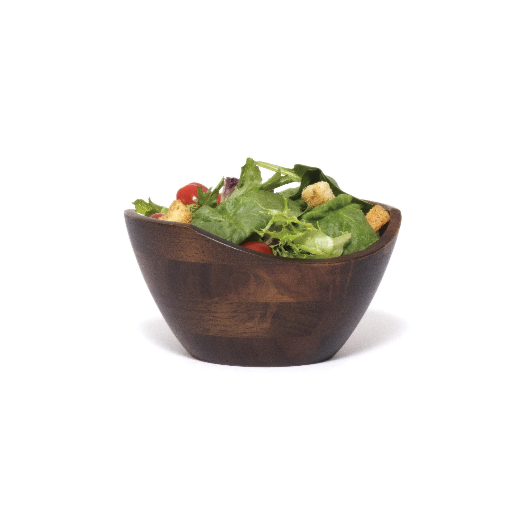 Lipper International 2173WN Wavy Rim Serving Bowl, 7-1/2 in L, 7-1/4 in W, Beech Wood, Walnut - 2