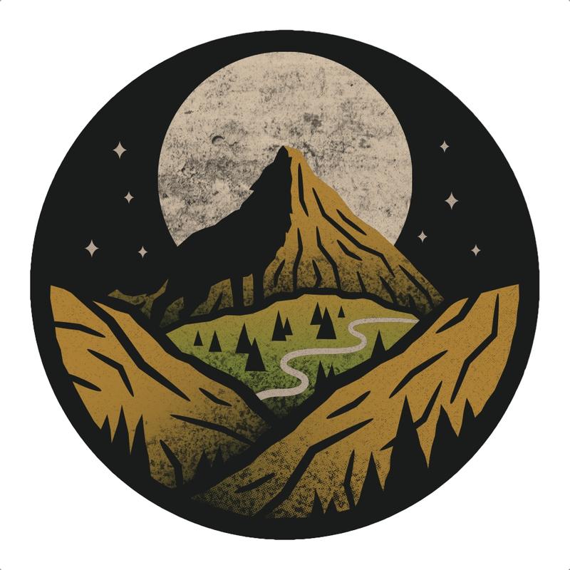 Sticker Art Mtn and Moon
