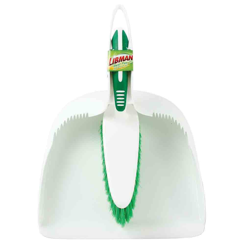 Libman 95 Dustpan and Brush Set, 9-1/2 in W, PET Fibers, Green/White - 2