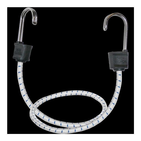 Keeper Twin Anchor 06272 Bungee Cord, 18 in L, Rubber, Black/White, Hook End - 2