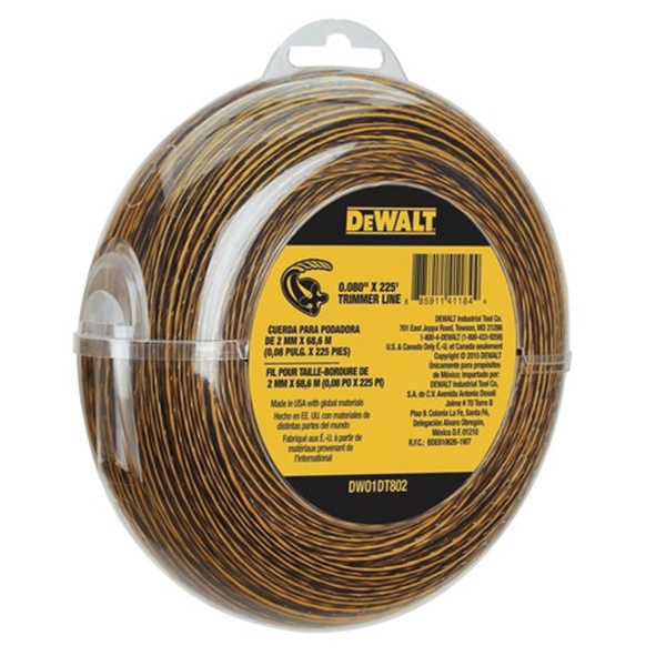 DEWALT DWO1DT802 Trimmer Line, 0.080 in Dia, 225 ft L, Yellow - 2