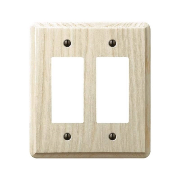 AmerTac Contemporary 401RR Wallplate, 5-3/8 in L, 4-7/8 in W, 2 -Gang, Ash Wood - 1