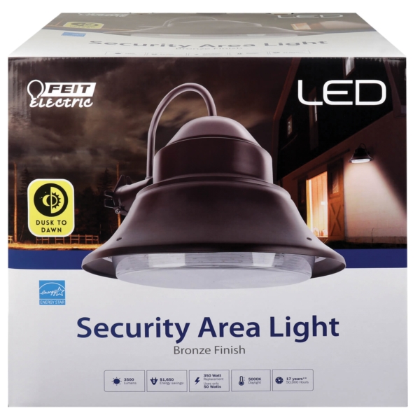 Feit Electric 73700 Yard Light, 50 W, 120 V, LED, 3500 Lumens, 5000 K, Aluminum, Bronze - 2