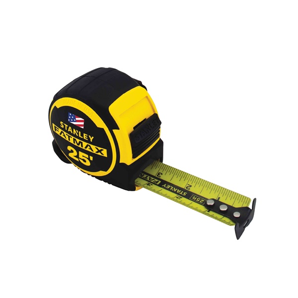 STANLEY FMHT36325S Tape Measure, 25 ft L Blade, 1-1/4 in W Blade, Steel Blade, ABS Case, Black/Yellow Case - 5
