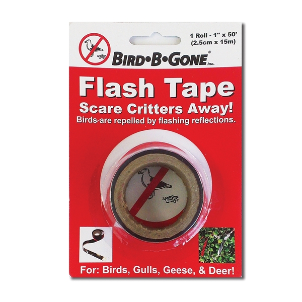 Bird-B-Gone MMFT-050 Flash Tape, 50 ft L, 1 in W, Mylar Backing, Red/Silver - 4