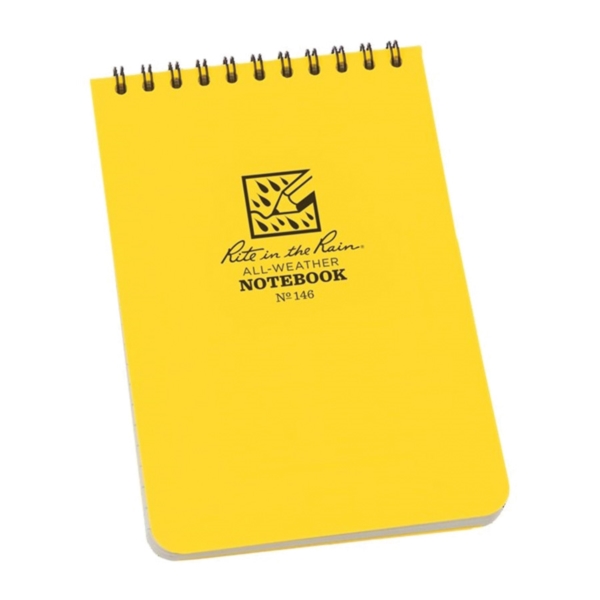 Rite in the Rain 146 Pocket Notebook, 4 x 6 in Sheet, 50-Sheet, White Sheet, Top Spiral Binding - 1