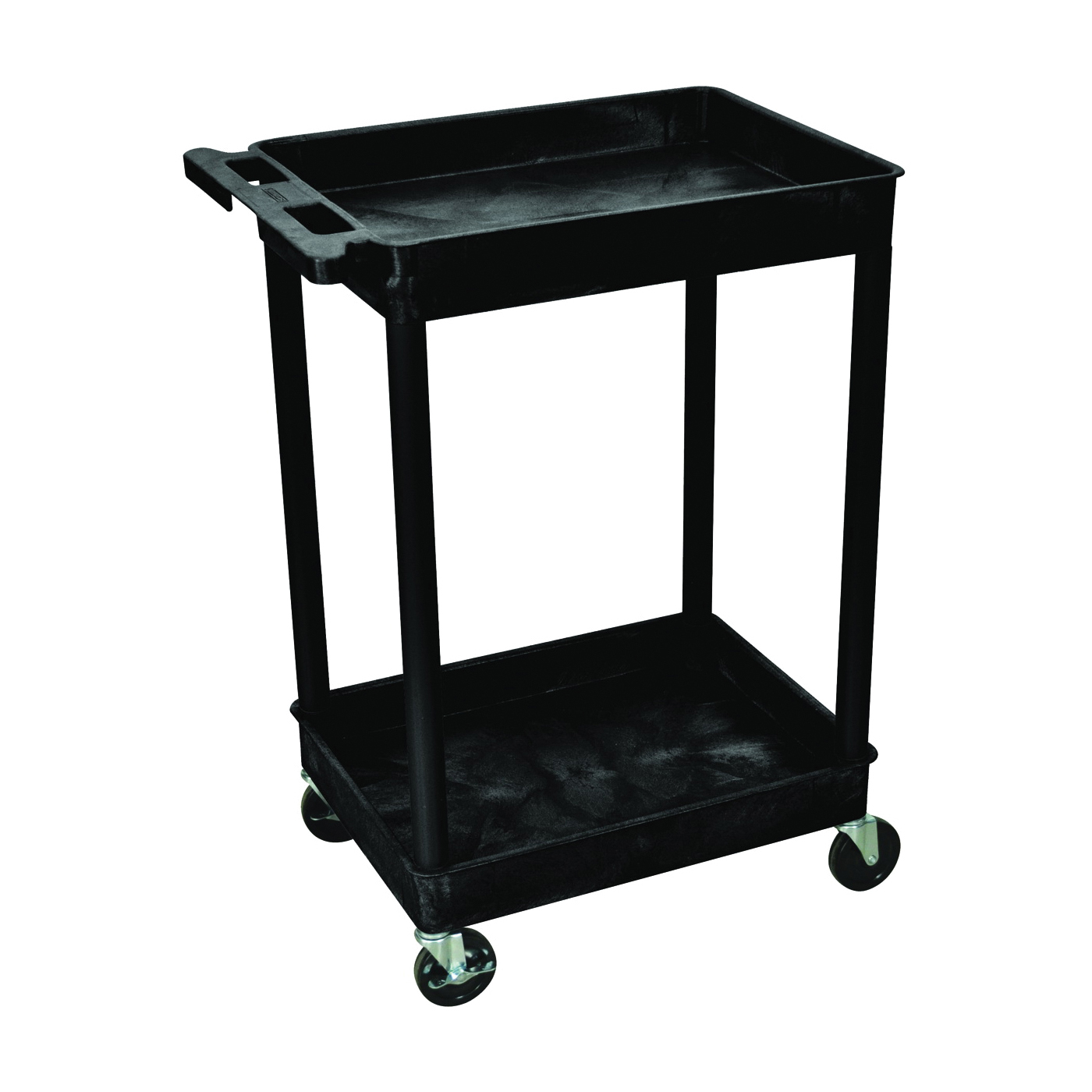 Luxor RPSTCS11-B Utility Tub Cart, 300 lb, 2-Shelf, Black, 24 in OAW, 37-1/2 in OAH