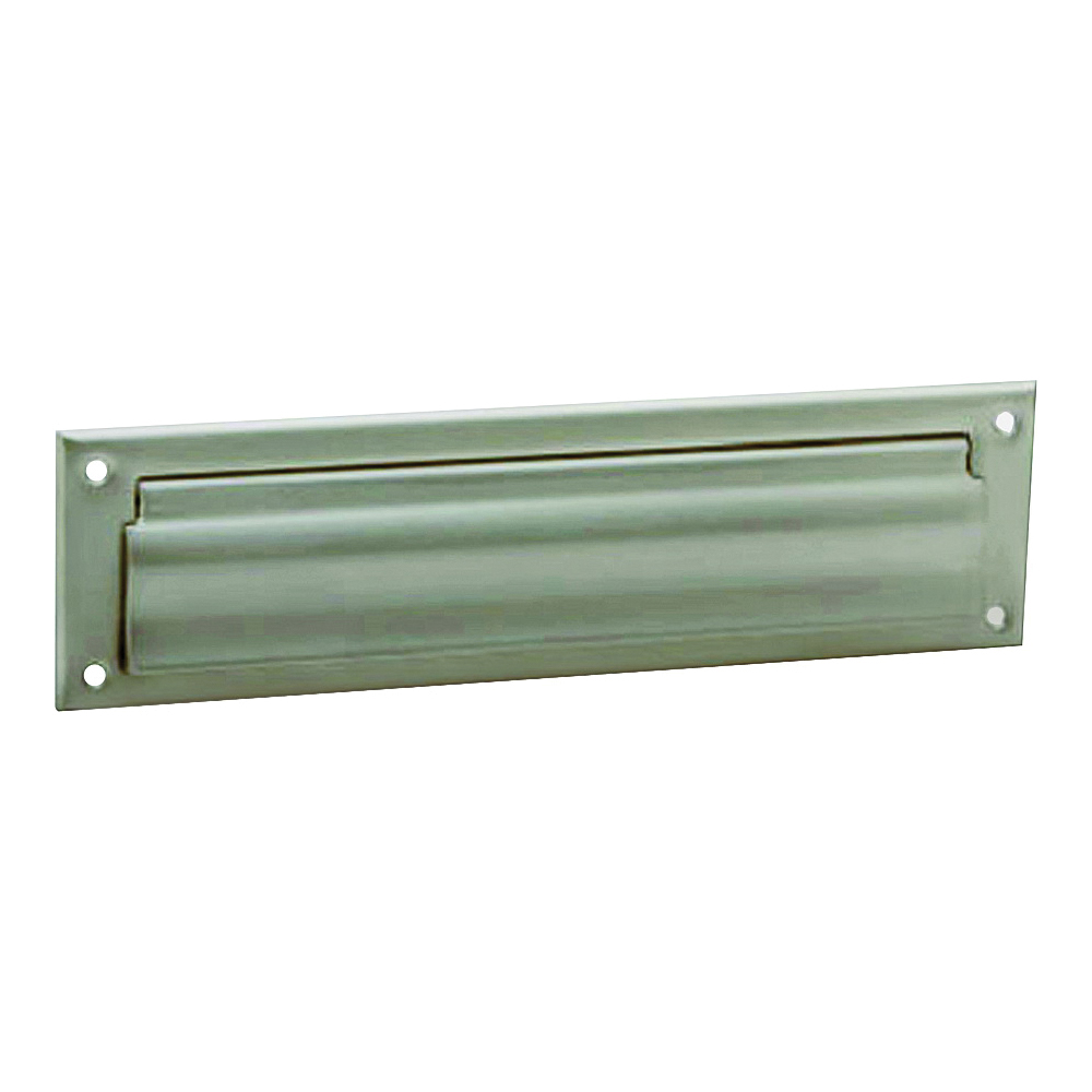 Schlage SC620B-619 Mail Slot, 3-1/2 in L, 13 in W, Brass, Satin Nickel