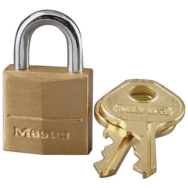 Master Lock 120D Padlock, Keyed Different Key, 5/32 in Dia Shackle, 7/16 in H Shackle, Steel Shackle, Solid Brass Body - 2