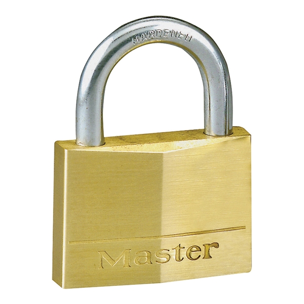 Master Lock 150D Padlock, Keyed Different Key, 9/32 in Dia Shackle, 1 in H Shackle, Steel Shackle, Solid Brass Body - 2
