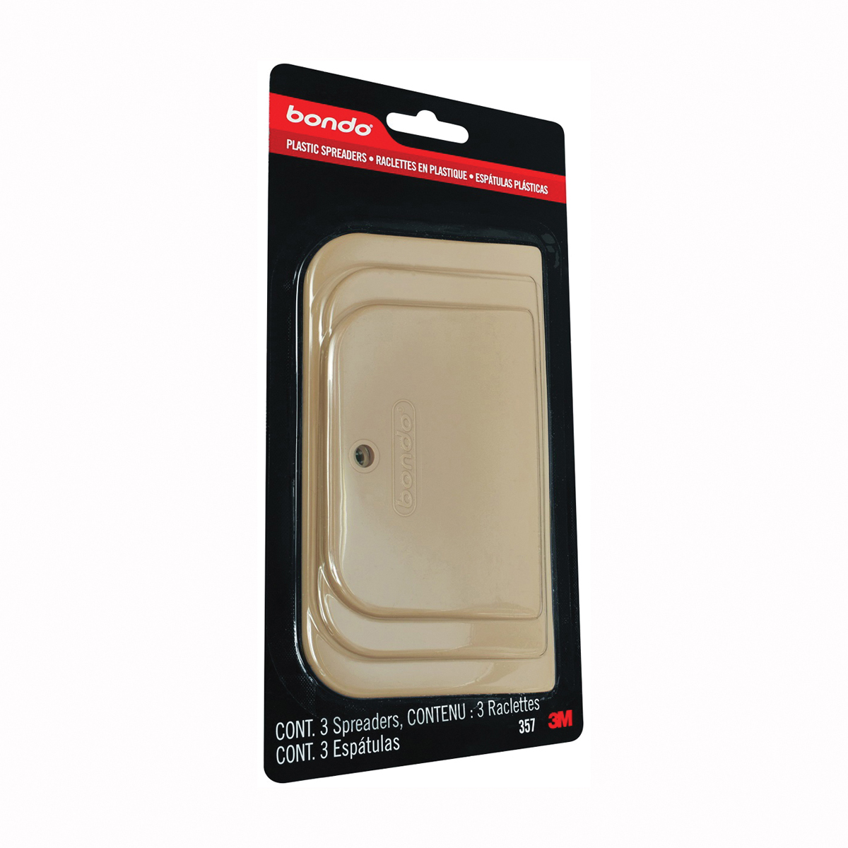 Bondo 357 3-Piece Self-Cleaning Spreader Set, 5 in W x 9 in L, Plastic, Yellow - 1