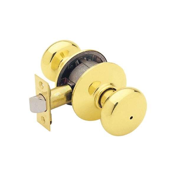 Schlage Plymouth Series F40VPLY605 Privacy Lockset, 2.31 in L x 2.75 in W x 2.75 in H Dimensions, Bright Brass - 2