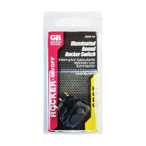 Gardner Bender GSW GSW-50 Rocker Switch, 10/16 A, 125/250 V, SPST, Black - 2