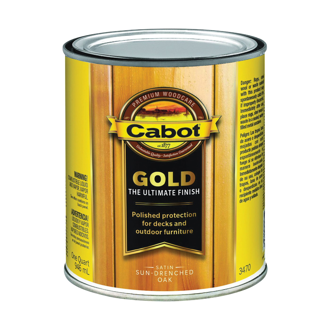Cabot 140.0003470.005 Wood Conditioning Stain, Gold, Liquid, Sun Drenched Oak, 1 qt, Can - 1