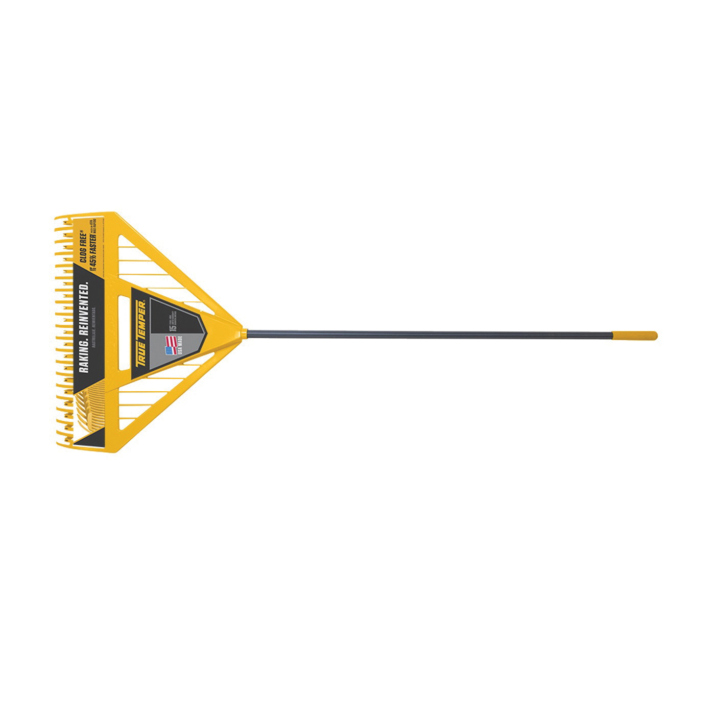 True Temper 2704000 Leaf Rake, Poly Tine, 11 in L Tine, 26 in W Tine, 39-Tine, Steel Handle, 60 in L Handle - 1