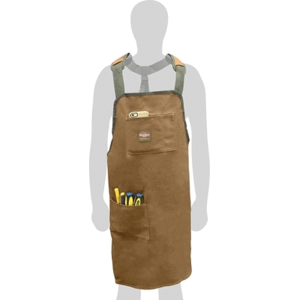 Bucket Boss 80300 SuperShop Apron, 52 in Waist, Fabric, Brown/Green, 2-Pocket - 2