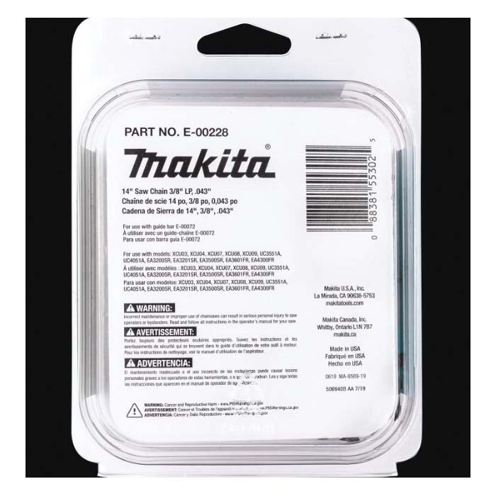 Makita E-00228 Chainsaw Chain, 90PX Chain, 0.043 in Gauge, 3/8 in TPI/Pitch, 52-Link - 3