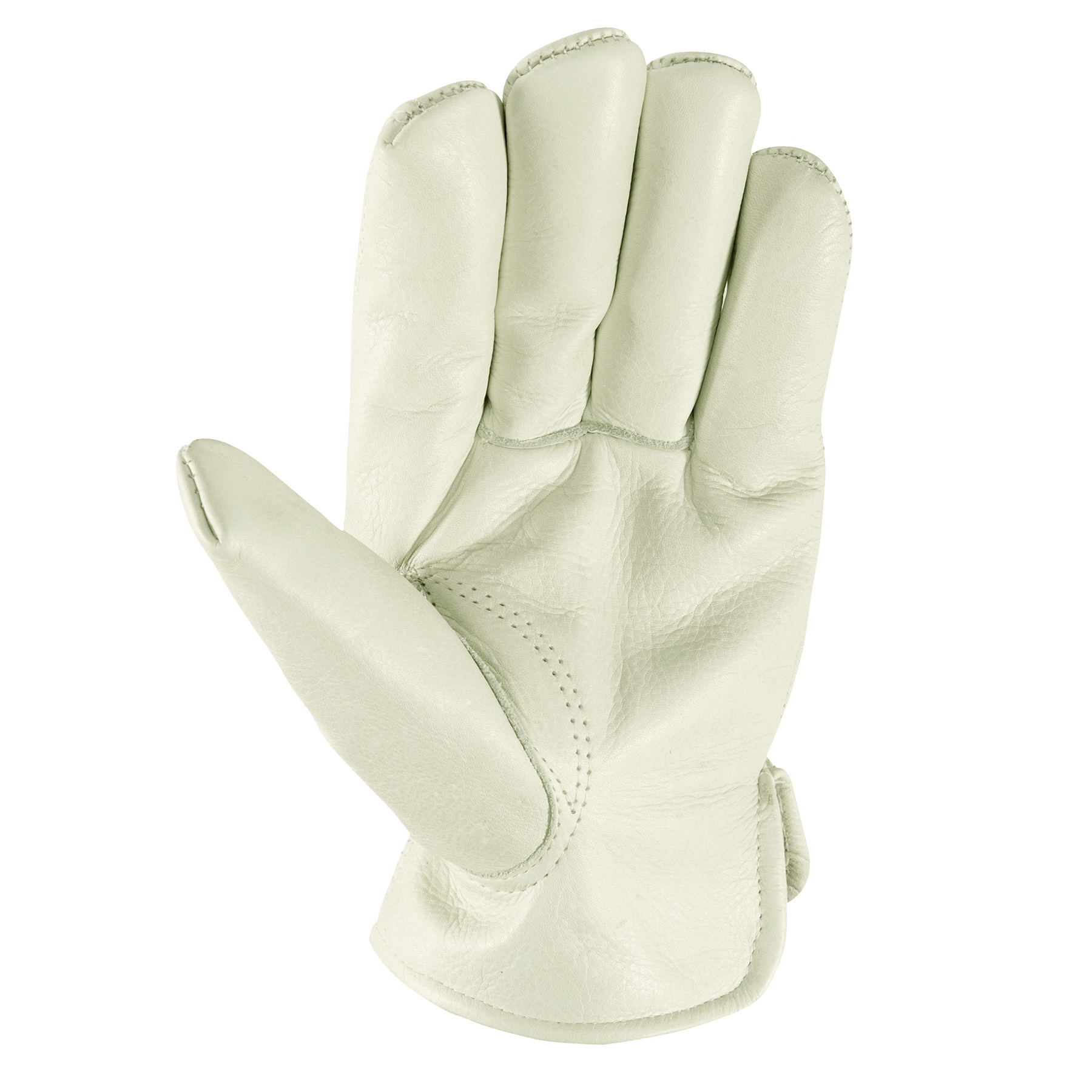 Wells Lamont 1171L Work Gloves, Men's, L, 9 to 9-1/2 in L, Keystone Thumb, Elastic Cuff, Cowhide Leather, White - 2