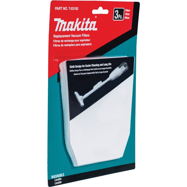 Makita T-03193 Cloth Vacuum Filter, For: Makita XLC02, LC01, BCL180 Cordless Vacuums, 3/PK - 5