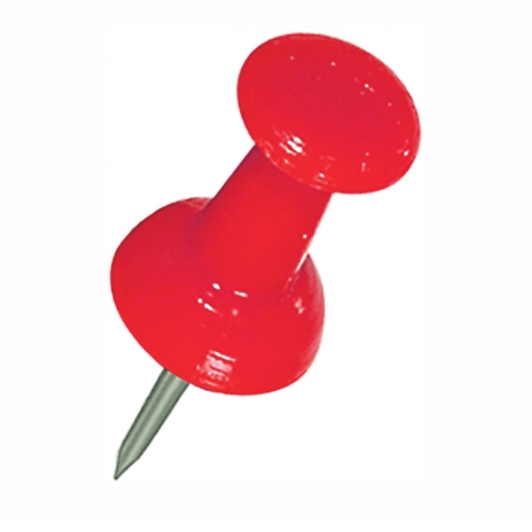 Hillman 122642 Push Pin, 5 in L, Plastic, Red - 2