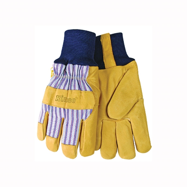 Heatkeep 1927KW-M Protective Gloves, Men's, Medium, Wing Thumb, Knit Wrist Cuff, Blue/Tan - 2