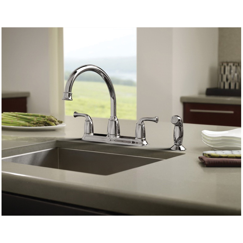 Moen Banbury Series CA87553 Kitchen Faucet, 1.5 gpm, 4-Faucet Hole, Metal, Chrome Plated, Deck Mounting - 3