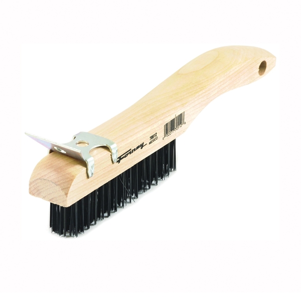Forney 70512 Scratch Brush with Scraper, Carbon Steel Bristle, 0.014 in L Trim, Wood Handle, Shoe Handle - 5