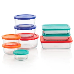 Pyrex 1110608 Storage Set, Rectangle, Round, Glass/Plastic - 2