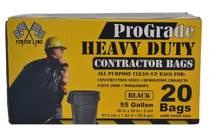 IPS 13-11109 Heavy-Duty Contractor Bag, 55 gal Capacity, Black - 1