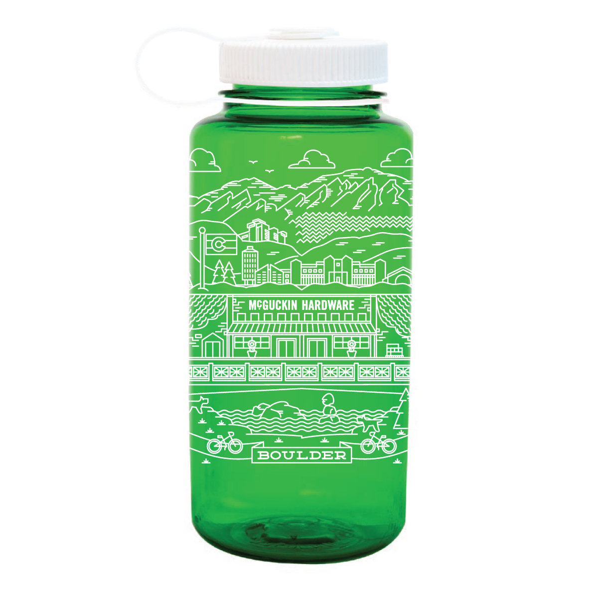 Nalgene Sustain Series McGuckin Boulder Line Art C574632 Water Bottle, 32 oz Capacity, Tritan, Melon Ball, Wide Mouth Lid - 2
