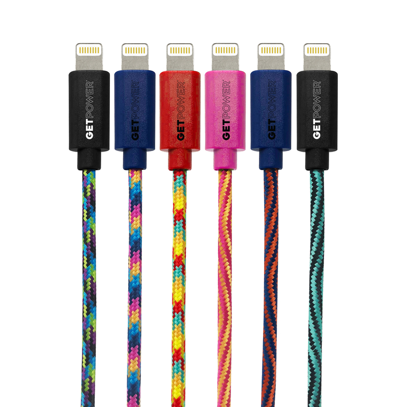 GetPower GP-XL-BRD-L USB Cable, Nylon Sheath, Assorted Sheath, 10 ft L - 3
