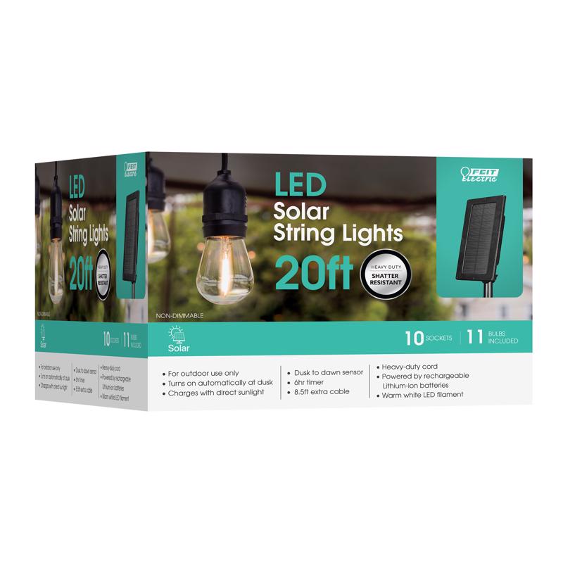 Feit Electric LED Solar String Light Set Clear 20 ft. 11 lights - 1