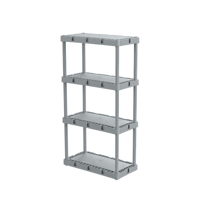 Gracious Living 91081-1C 4-Tier Shelving Unit, 220 lb, Plastic Shelving, Gray, 24 in OAW, 48 in OAH, 12 in OAD