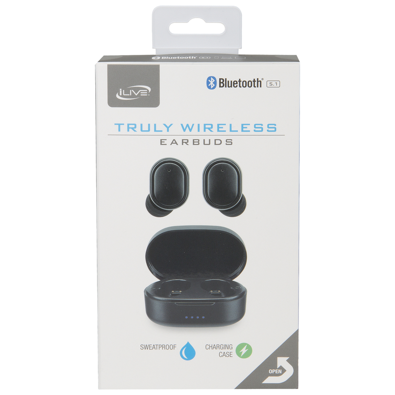 iLive Truly Wireless Bluetooth Sweatproof Earbuds with Charging Case - 2