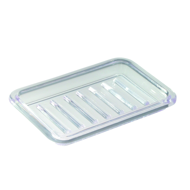 iDESIGN 28900 Royal Textured Soap Dish, Plastic, Clear - 3