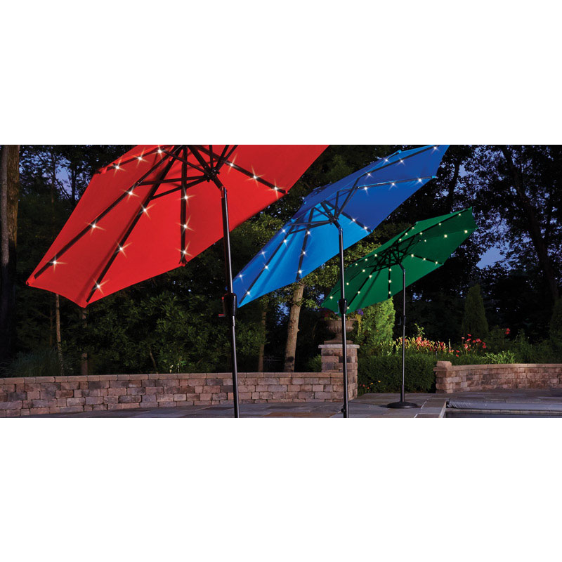 Living Accents UMS90BKOBD-27 Umbrella, 9 ft W Canopy, Steel Frame, Polyester Fabric, Red Fabric - 2