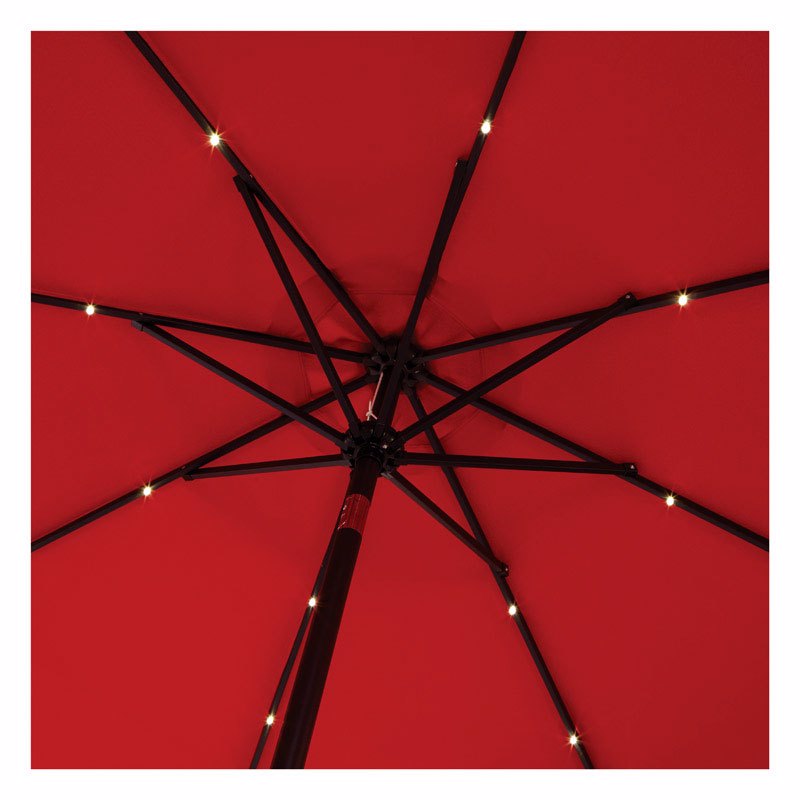 Living Accents UMS90BKOBD-27 Umbrella, 9 ft W Canopy, Steel Frame, Polyester Fabric, Red Fabric - 3