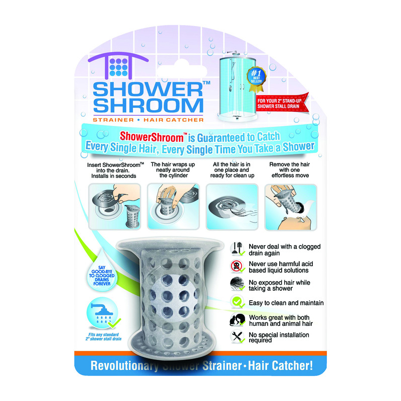 Shroom Company SHGRA727 Drain Protector Hair Catcher, Rubber/Thermoplastic, Gray - 2