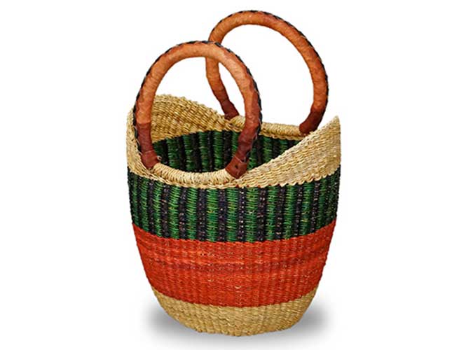 African Market Baskets G-133 Mini Shopping Tote, 6 in W, 10 to 12 in H, Assorted - 1