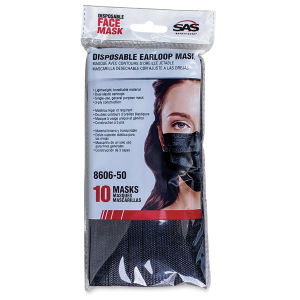 SAS Safety Disposable Earloop Mask, Black, 10 Pack - 2